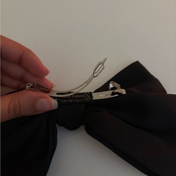 Handmade Black Satin Bow with Logo - Picture 4 of 7